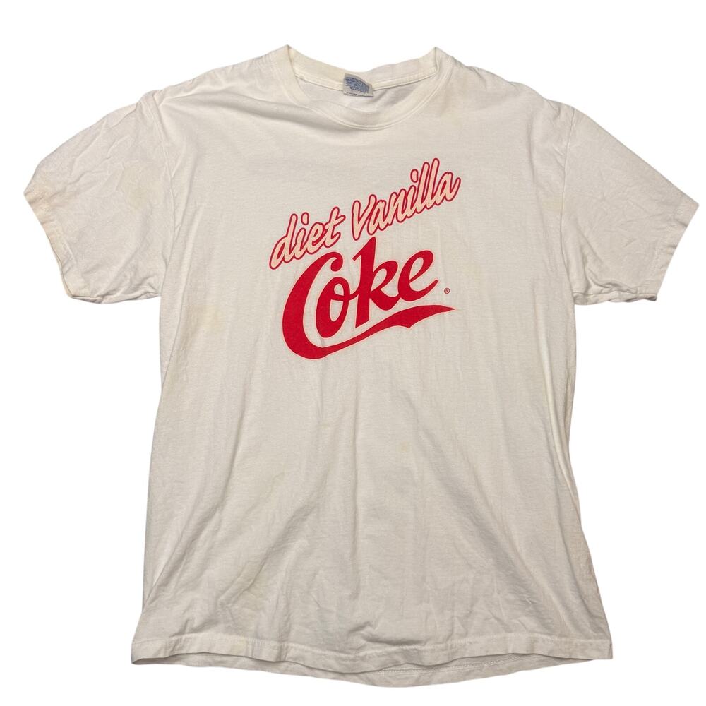Vintage Y2K Diet Vanilla Coke Promo T Shirt Men's Large Coca Cola Double Sided